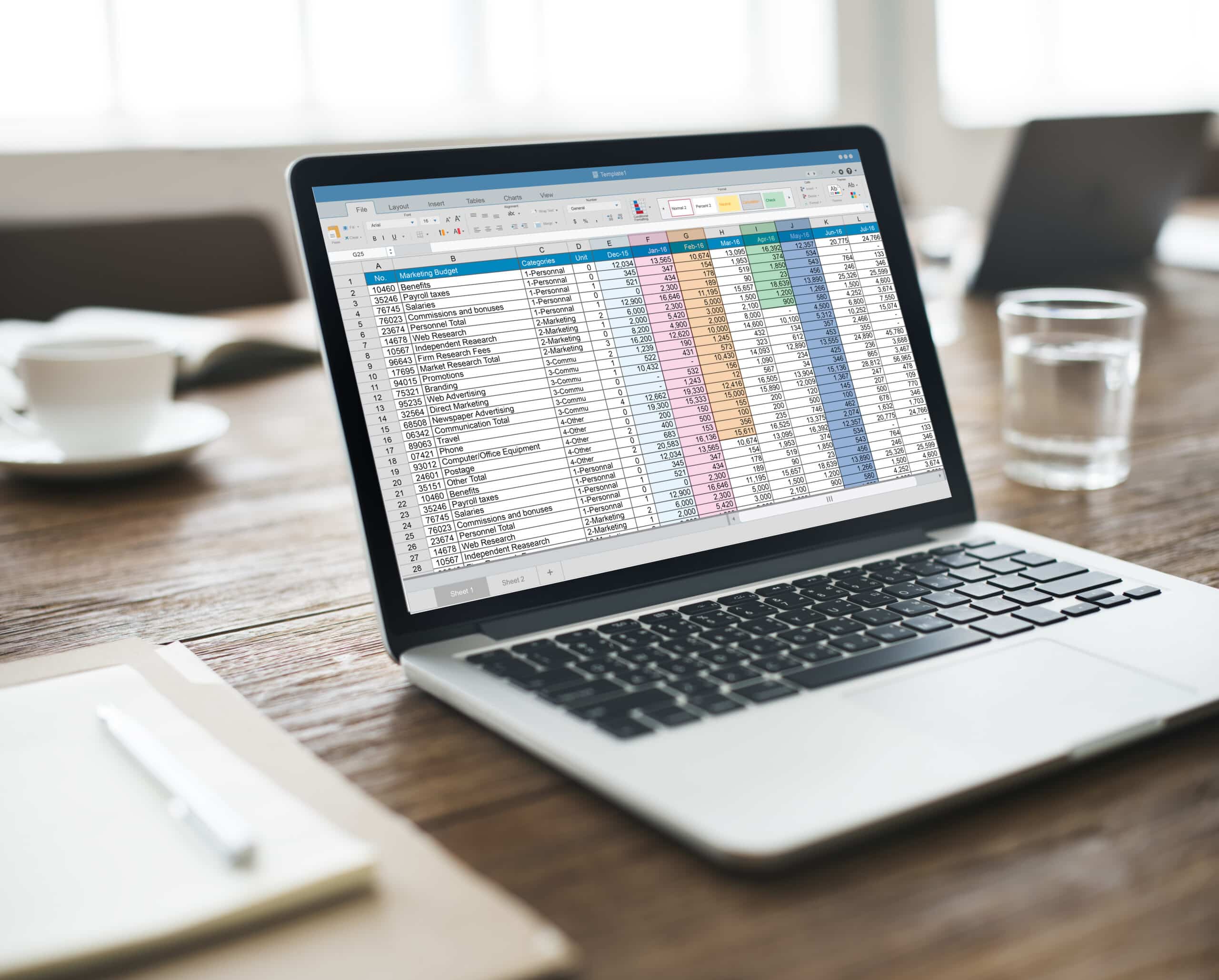 Tableau Excel sur laptop